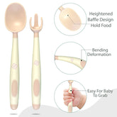Baby Spoon and fork Set for Baby Feeding (Cream Brown)